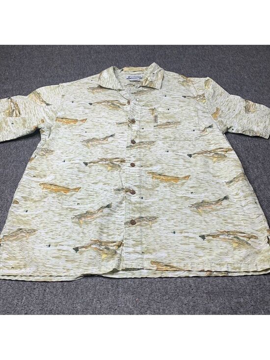 Columbia Other - Columbia Shirt Mens M Multicolor Fish Pattern Button Down Short Sleeve Outdoor